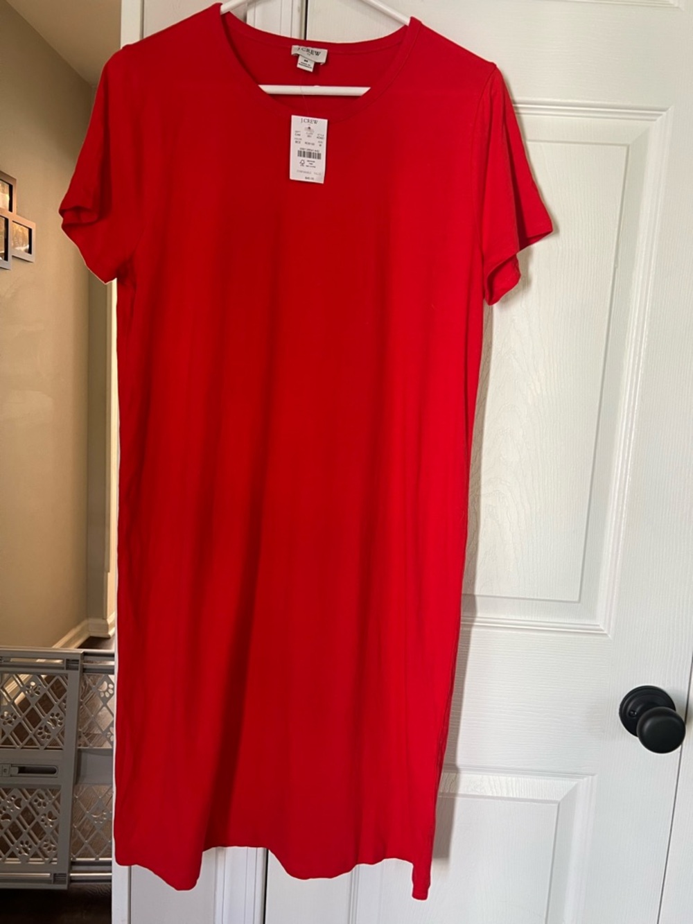 J. Crew Red Short Sleeve Tee Dress Women Medium NWT